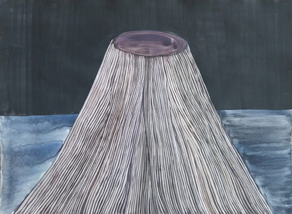 "Volcan", Acuarela sobre papel couche. 2021
