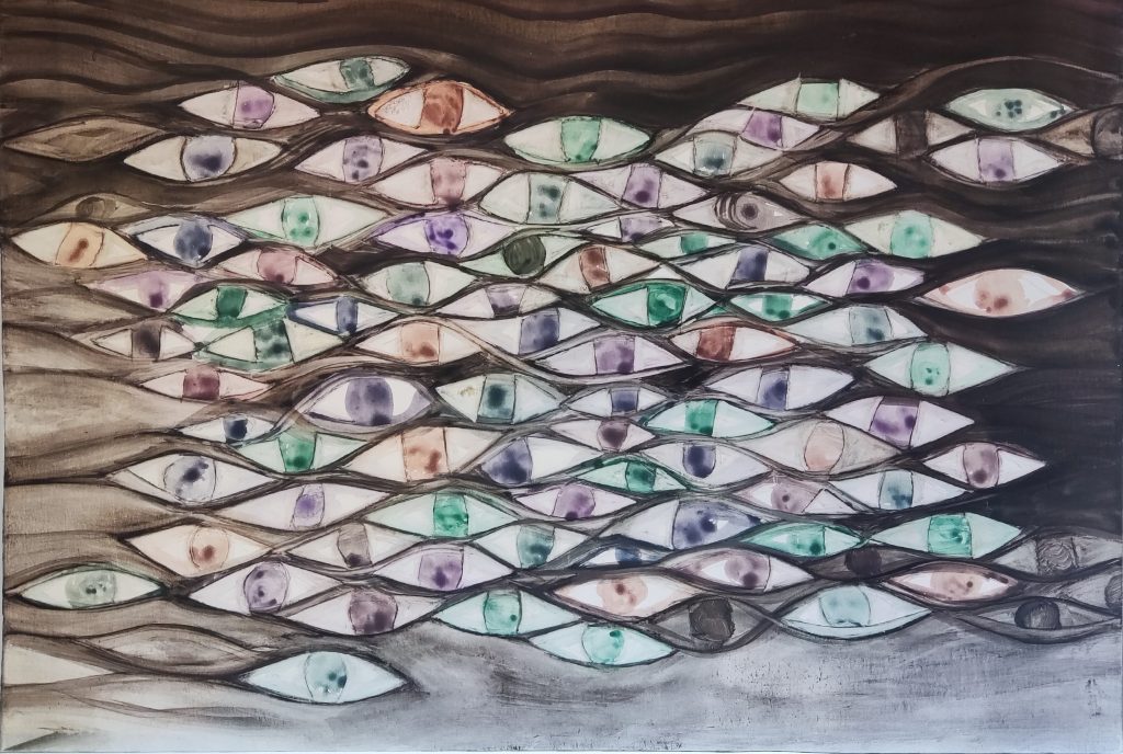 "Ojos", Acuarela sobre papel couche. 2022