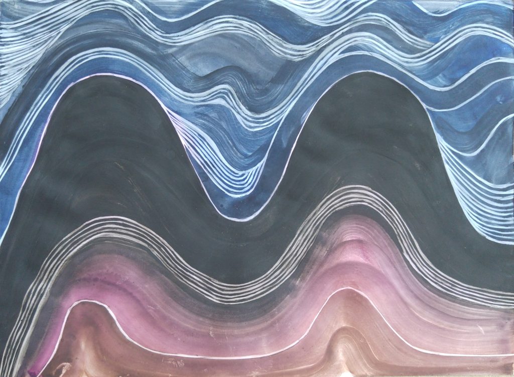 "Olas", Acuarela sobre papel couche. 2020