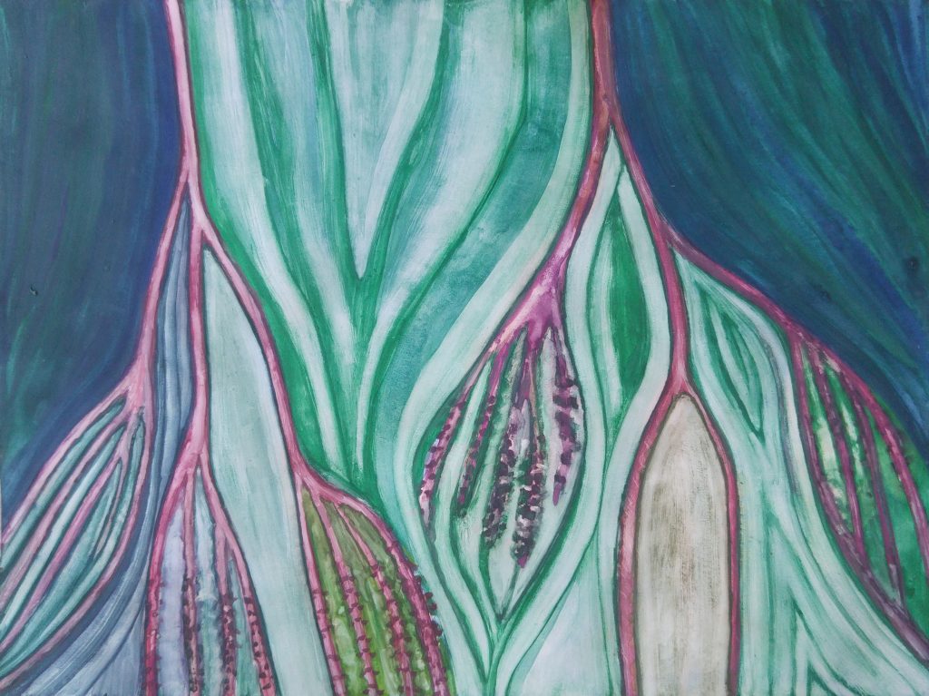 "Raices", Acuarela sobre papel couche. 2020